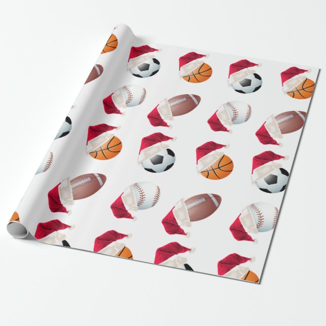 Christmas Baller Sports Funny Santa Holiday Wrapping Paper (Unrolled)