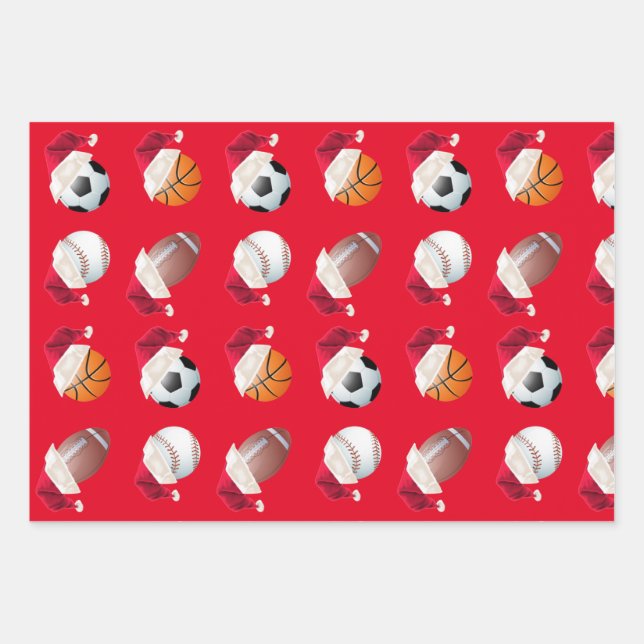 Christmas Baller Sports Funny Santa Holiday Wrapping Paper Sheet (Front)