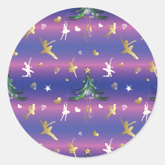 Christmas Ballerina - Ballet Dancer Classic Round Sticker (Front)