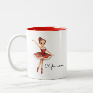 Christmas Ballerina Girl Two-Tone Coffee Mug