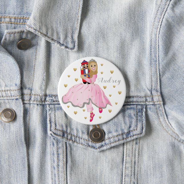 Christmas Ballerina Nutcracker Round 7.5 Cm Round Badge (In Situ)