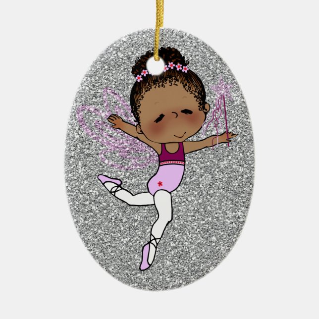 Christmas Ballerina Ornament Silver Pink (Front)