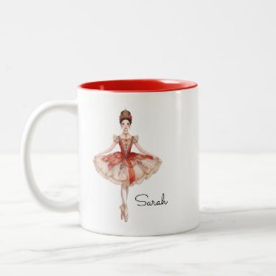 Christmas Ballerina Woman Two-Tone Coffee Mug