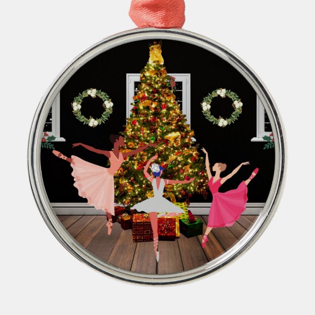 Christmas Ballerinas Metal Ornament (Front)