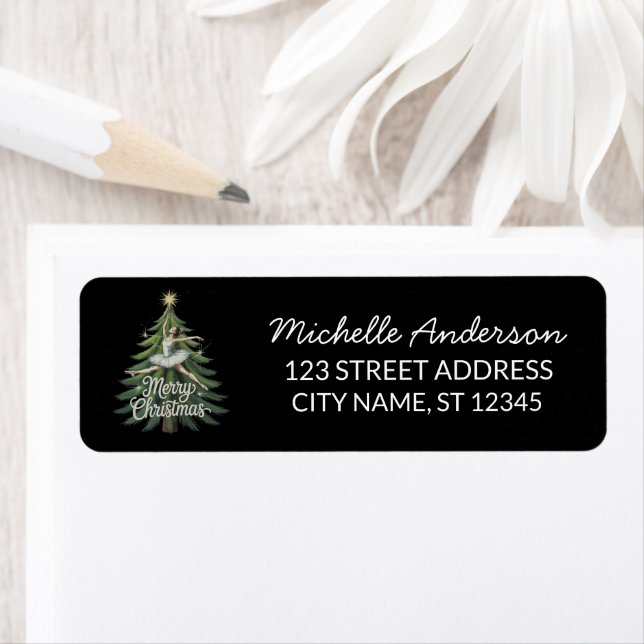 Christmas ballet Ballerina dancer Return Address  Label (Insitu)