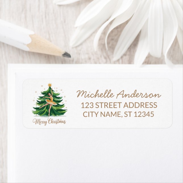 Christmas ballet Ballerina dancer Return Address  Label (Insitu)