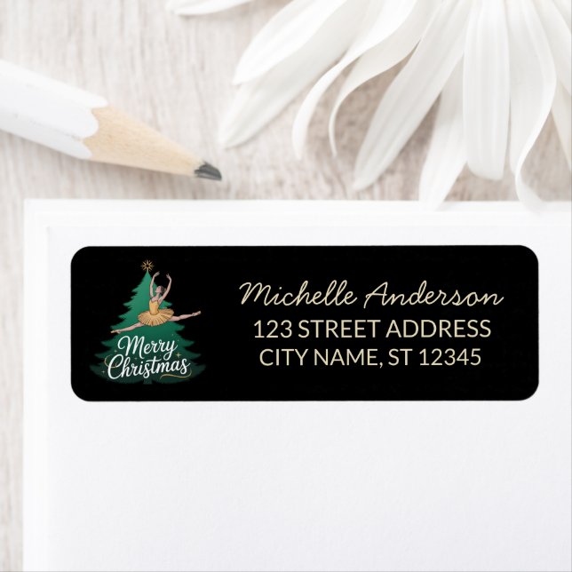 Christmas ballet Ballerina dancer Return Address  Label (Insitu)