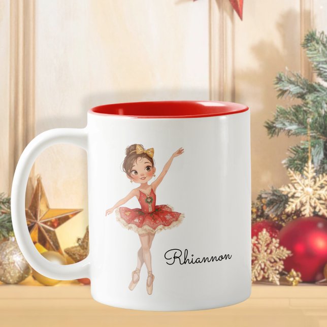 Christmas Ballet Girl Dancer Two-Tone Coffee Mug (Creator Uploaded)