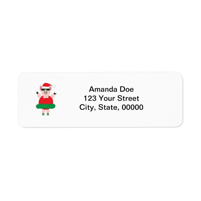 Christmas Ballet Pig Return Address Personalise Label (Front)