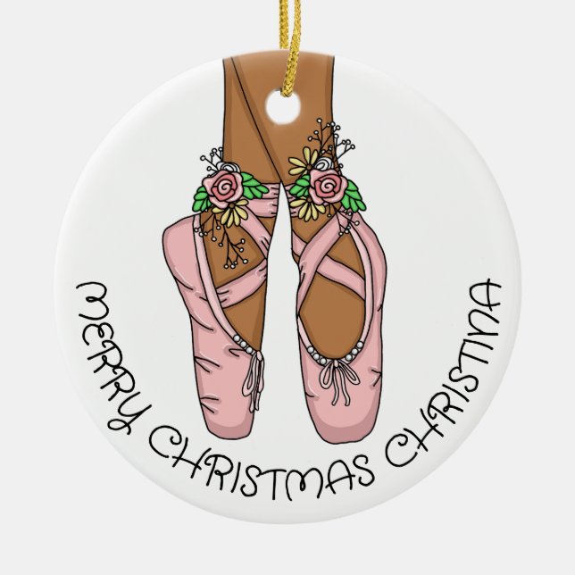 Christmas Ballet Slippers Personalised  Ceramic Or Ceramic Ornament (Front)