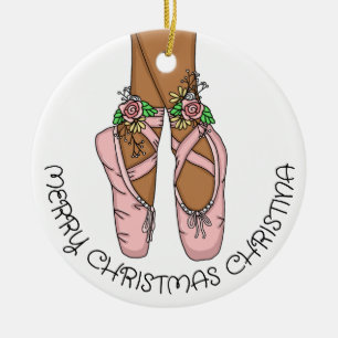 Christmas Ballet Slippers Personalised  Ceramic Or Ornament