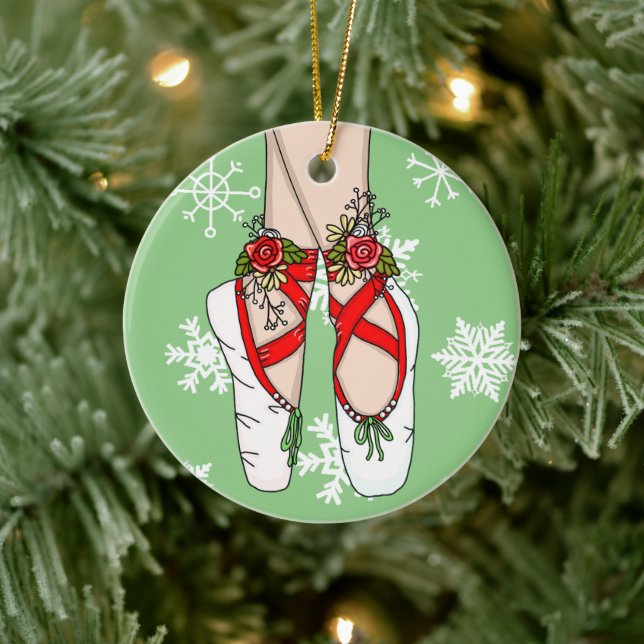 Christmas Ballet Slippers Personalised   Ceramic Ornament (Tree)