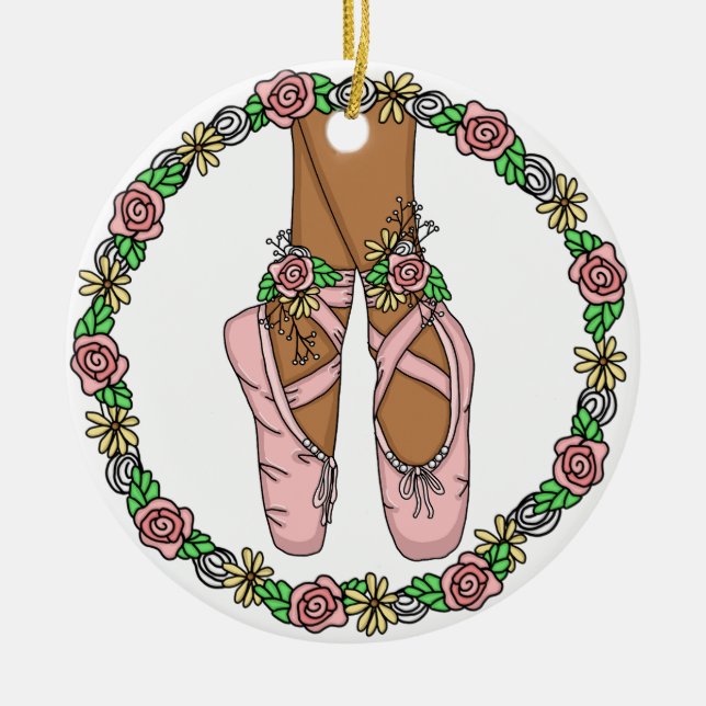 Christmas Ballet Slippers Personalised Ceramic Ornament (Front)