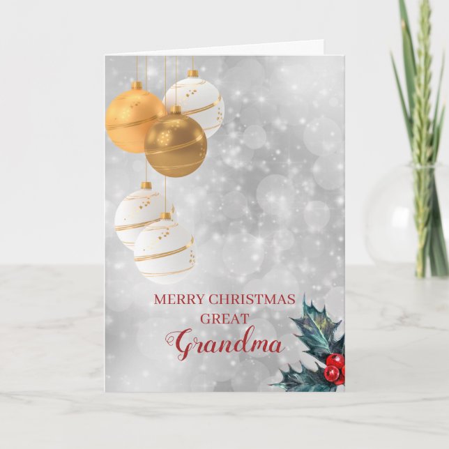 Christmas Balls And Holly Berries Holiday Card (Front)