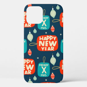 Christmas balls and ornaments vintage pattern back iPhone 12 case