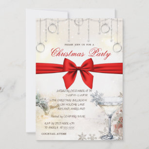 Christmas Balls,Bow Glass Corporate Christmas  Invitation