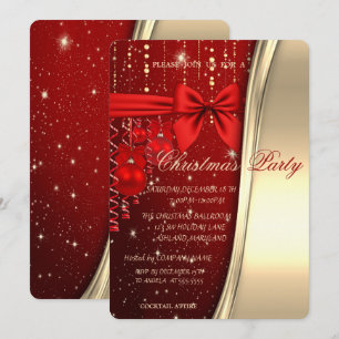 Christmas Balls,Bow, Red , Gold Corporated Party Invitation