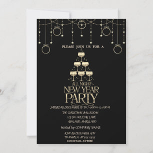 Christmas Balls,Champagne Glass Company Christmas  Invitation