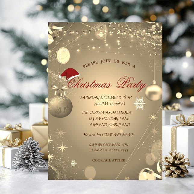 Christmas Balls Confetti Christmas Company  Invitation (Creator Uploaded)