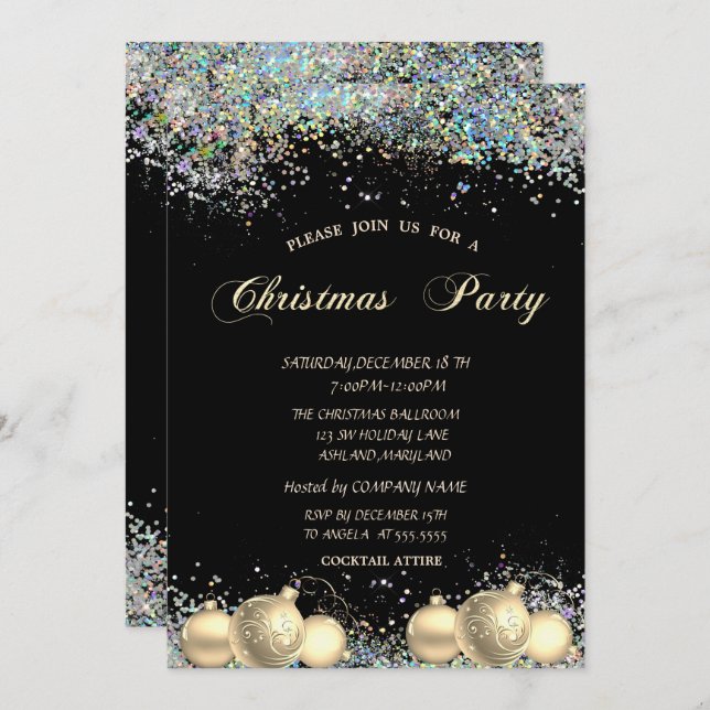 Christmas Balls,Confetti Company Christmas Party Invitation (Front/Back)