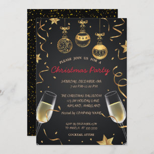 Christmas Balls,Confetti Corporate Christmas Party Invitation
