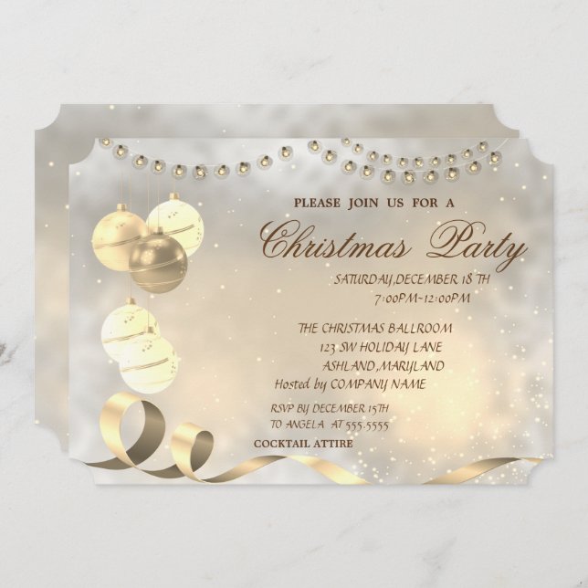 Christmas Balls,Corporate Christmas Party Invitation (Front/Back)