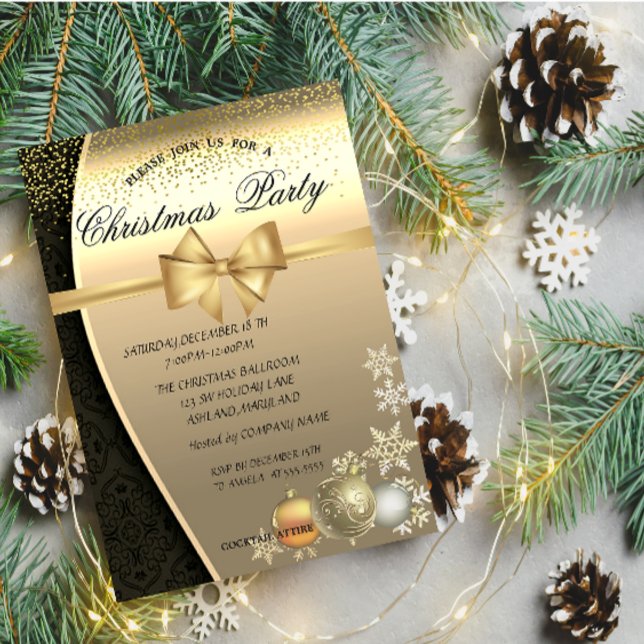Christmas Balls,Damask  Corporate Christmas Party Invitation (Creator Uploaded)