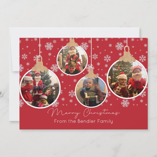 Christmas Balls Four Photo Card (Front)