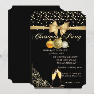 Christmas Balls,Glass,Bow Company Christmas Party Invitation
