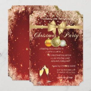 Christmas Balls,Glass,Bow Company Christmas Party Invitation