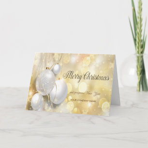 Christmas Balls Gold Snowflakes ,Company Greeting Holiday Card