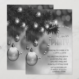 Christmas Balls Grey Corporate Christmas Party Invitation