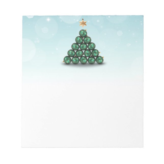 Christmas Balls in Tree Shape Notepad (Front)