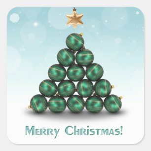 Christmas Balls in Tree Shape Square Sticker
