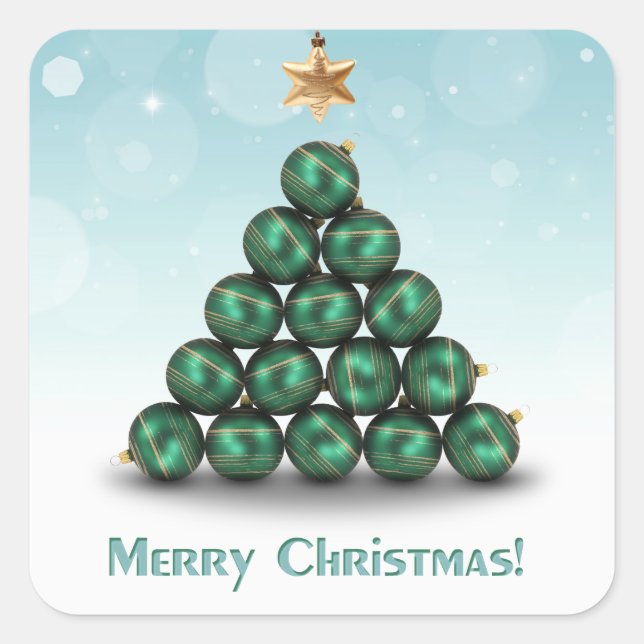 Christmas Balls in Tree Shape Square Sticker (Front)