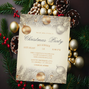 Christmas Balls,Lights Branches Christmas Company Invitation