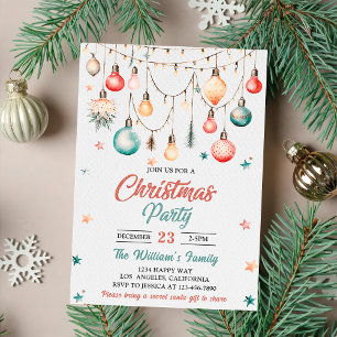 Christmas Balls Ornament Christmas Party Invitation
