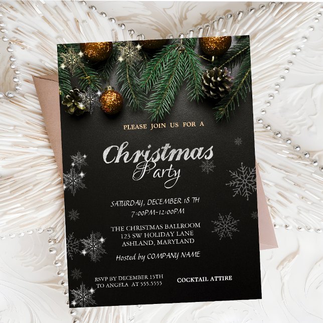 Christmas Balls,Pines Christmas Company Party Invitation (Creator Uploaded)