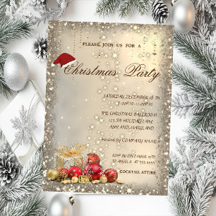 Christmas Balls Presents Glitter Christmas Invitation