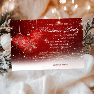 Christmas Balls,Red, Corporate Christmas Party Invitation