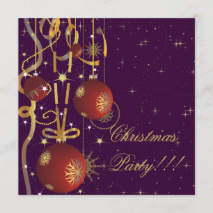 Christmas Balls & Ribbons purple Party Invitation