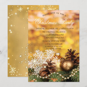 Christmas Balls Snowflake Pine Cones Christmas Invitation