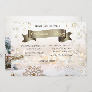 Christmas Balls Snowflakes Christmas Party Invitation