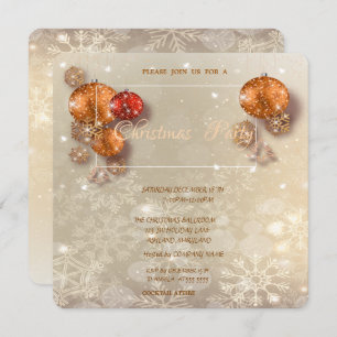 Christmas Balls, Snowflakes, Corporate  Party Invitation