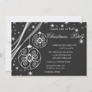 Christmas Balls Snowflakes,Grey Company Christmas Invitation