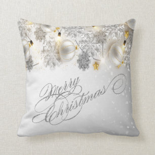 Christmas Balls,Snowflakes,Lights, Merry Christmas Cushion