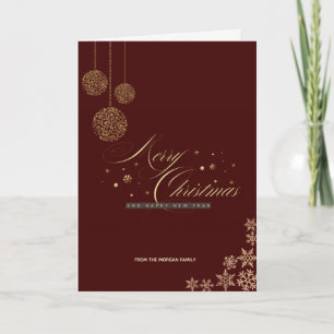 Christmas Balls Snowflakes  Red Merry Christmas  Holiday Card
