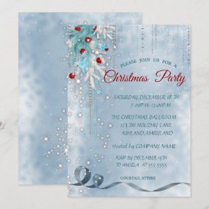 Christmas Balls,Snowflakes,Stars ,Corporated Party Invitation