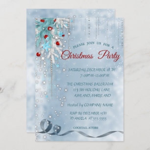 Christmas Balls,Snowflakes,Stars ,Corporated Party Invitation