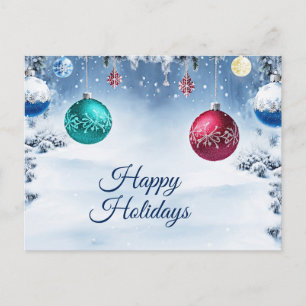 Christmas Balls Snowy Holiday Postcard